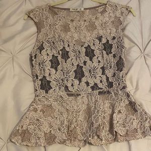 Arden B champagne and black top